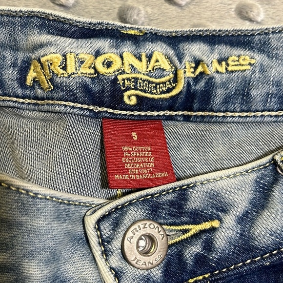 Arizona Light Blue aztec trim Distressed Denim Shorts 5 - Picture 6 of 8